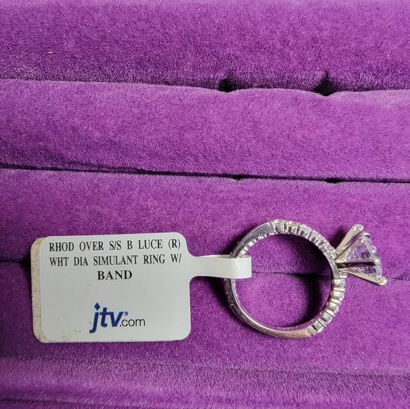 Bella Luce Simulated Diamond Engagement Ring Set~Size 5 Rhod/SS - Picture 7 of 8